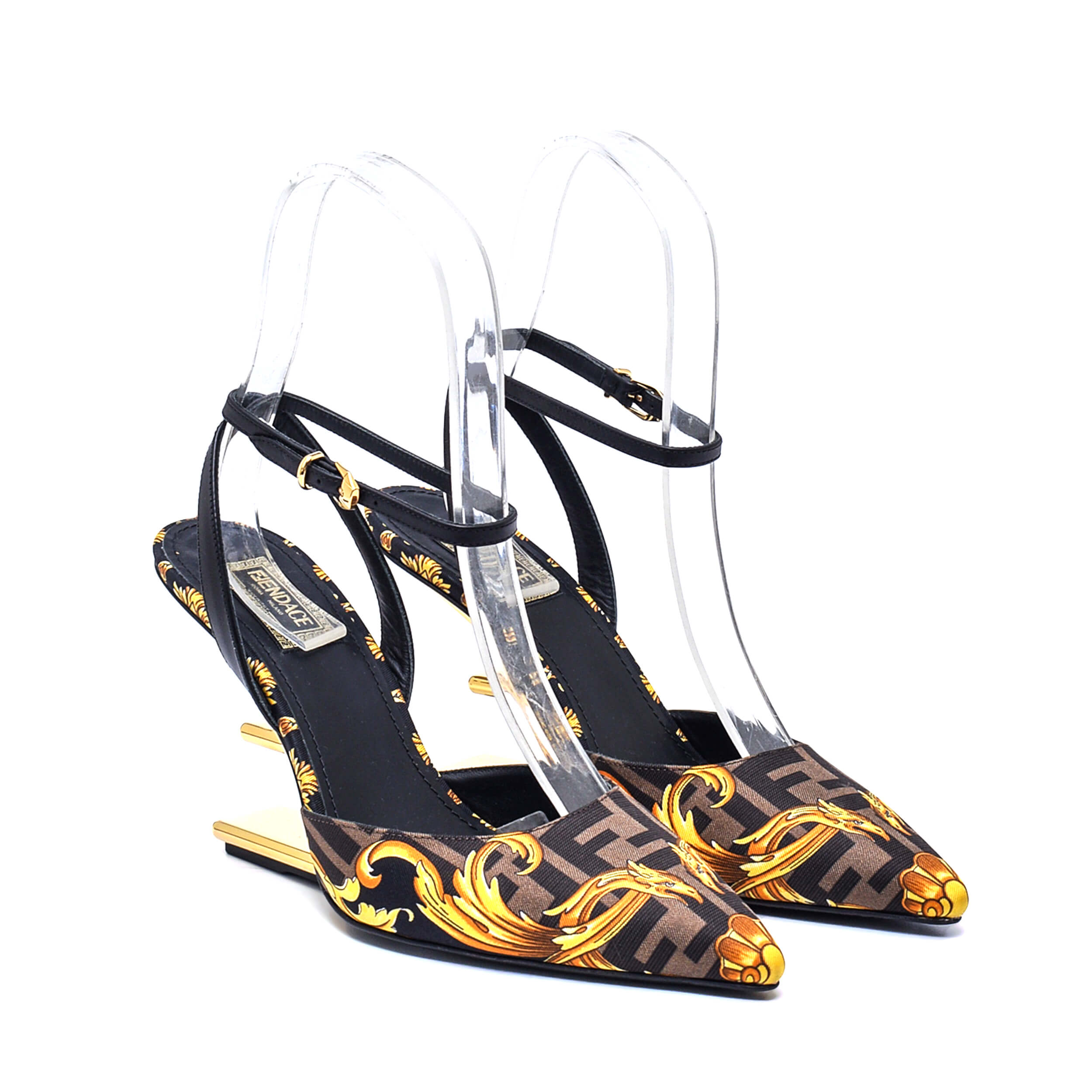 Fendi X Versace - Silk Fendace First 95MM Slingback Sandals / 39